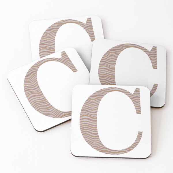 Item preview, Letter C Metallic Look Stripes Silver Gold Copper designed and sold by theartofvikki.