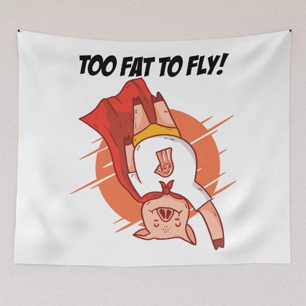 Item preview, Pig Superhero, flying down because of overweight. designed and sold by emphatic.