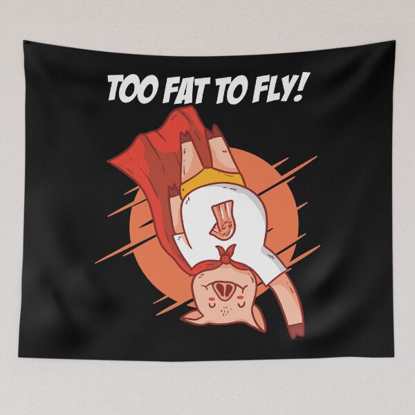 Item preview, Pig Superhero, flying down because of overweight. designed and sold by emphatic.