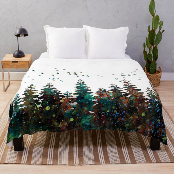 Item preview, Evergreen Forest with Birds Flying Above designed and sold by EvasDreams.
