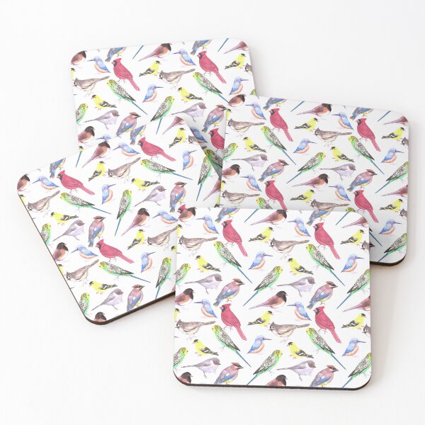 Item preview, Various birds watercolor- budgie cardinal goldfinch titmouse kingfisher cedar waxwing juncos designed and sold by Shawlin Islam.