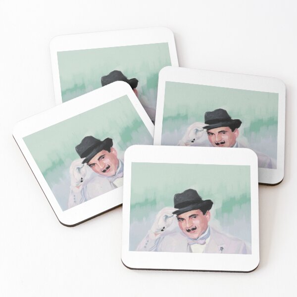 Hercule Poirot tips his hat to you Coasters (Set of 4)