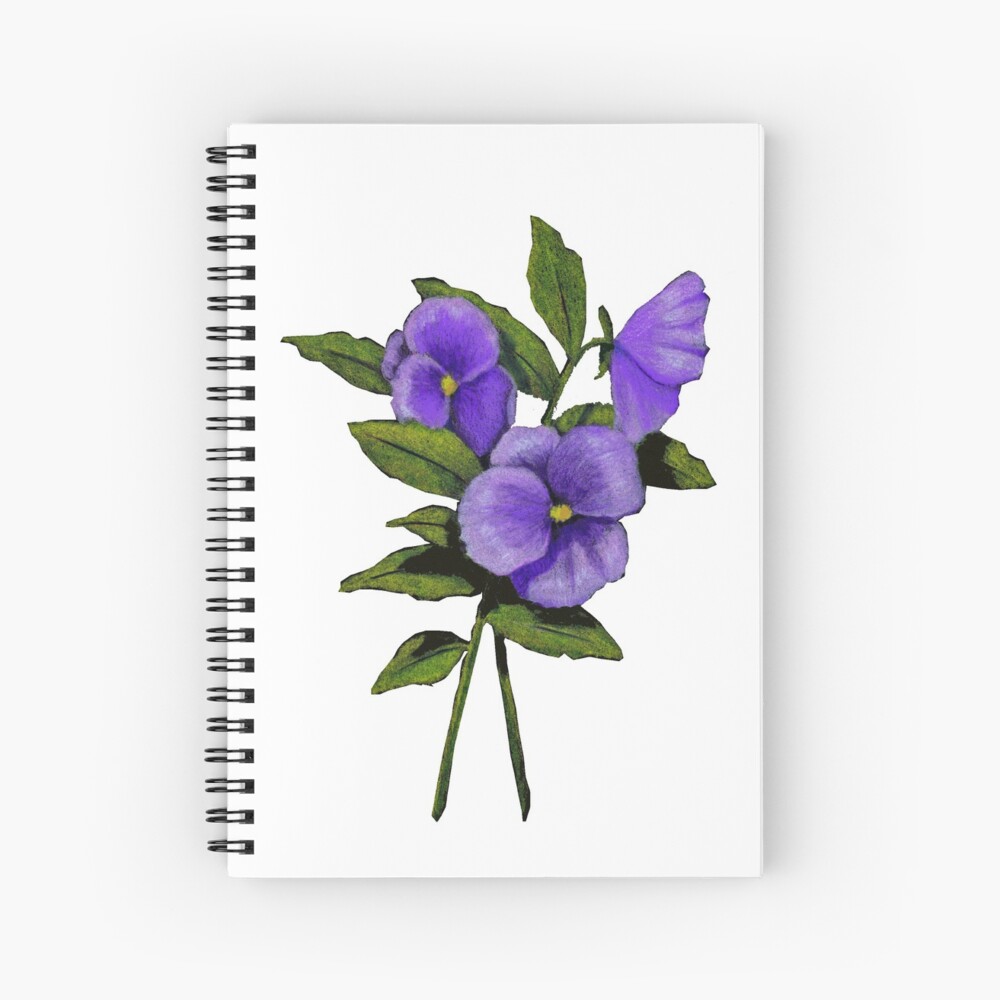 Purple Pansies: Original Colour Pencil Drawing, Flowers