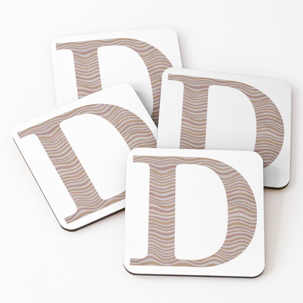 Item preview, Letter D Metallic Look Stripes Silver Gold Copper designed and sold by theartofvikki.