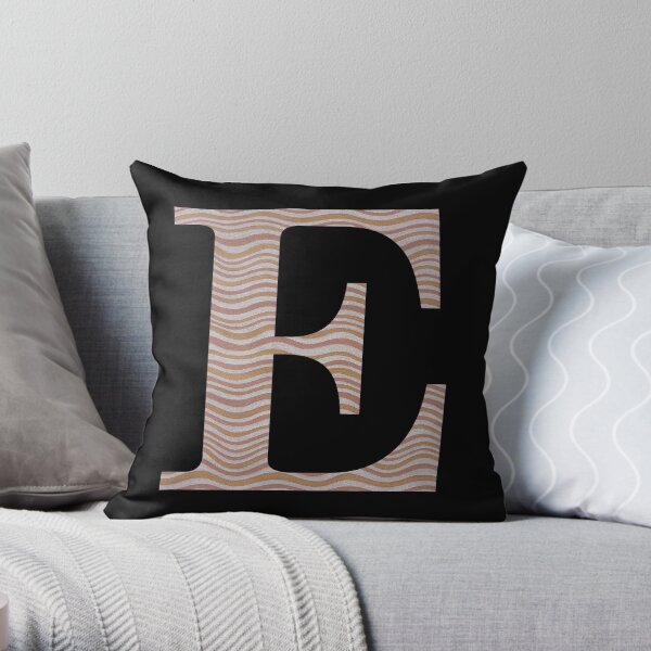 Letter E Metallic Look Stripes Silver Gold Copper Throw Pillow