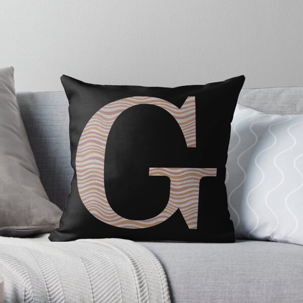 Letter G Metallic Look Stripes Silver Gold Copper Throw Pillow