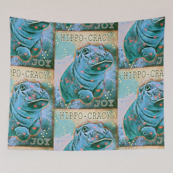 Item preview, Hippo-Cracy 2 in teal designed and sold by NolaJere.