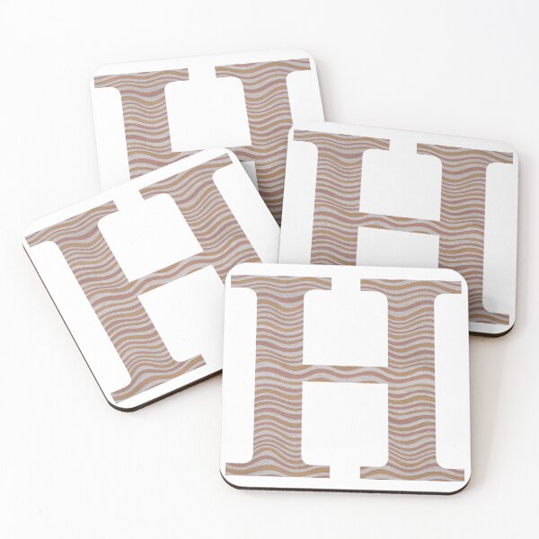 Item preview, Letter H Metallic Look Stripes Silver Gold Copper designed and sold by theartofvikki.