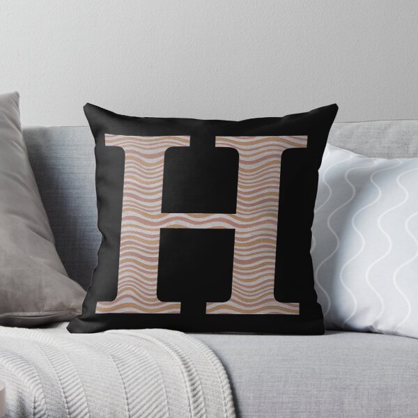 Letter H Metallic Look Stripes Silver Gold Copper Throw Pillow