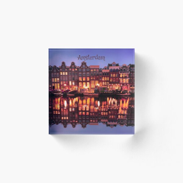 Amsterdam Row Houses on Canal Acrylic Block