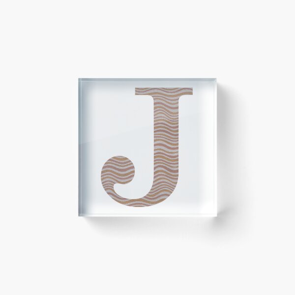 Item preview, Letter J Metallic Look Stripes Silver Gold Copper designed and sold by theartofvikki.