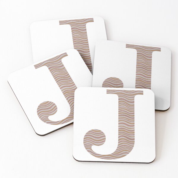 Item preview, Letter J Metallic Look Stripes Silver Gold Copper designed and sold by theartofvikki.