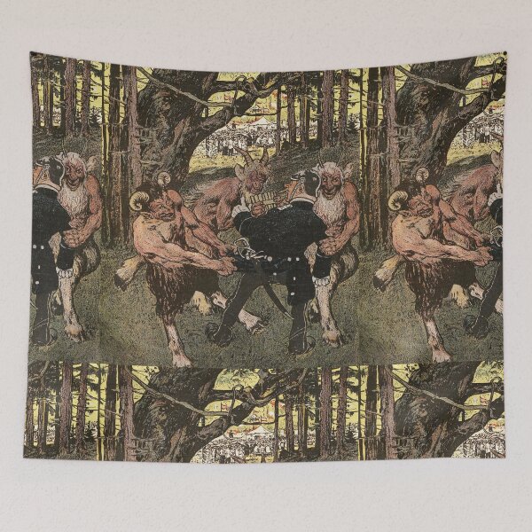 Item preview,  vintage mythological Fawns and satyrs attack a policeman designed and sold by Vintage Designs +.