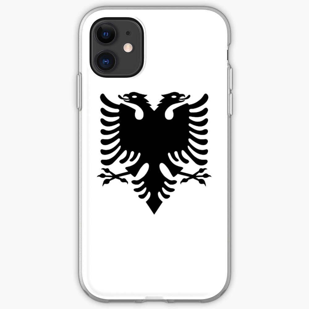 Albania. Albanian Black Eagle, Albanian Flag, Flag of Albania, Tale of the Eagle, Black on White. iPhone Case & Cover