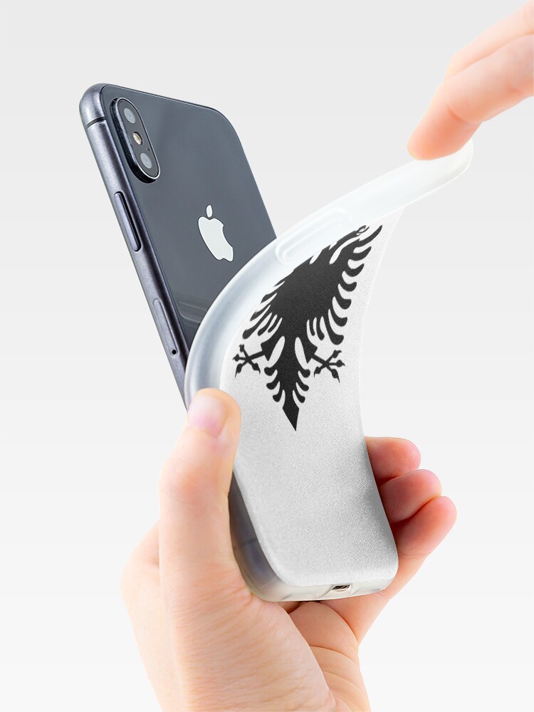 Alternate view of Albania. Albanian Black Eagle, Albanian Flag, Flag of Albania, Tale of the Eagle, Black on White. iPhone Case & Cover