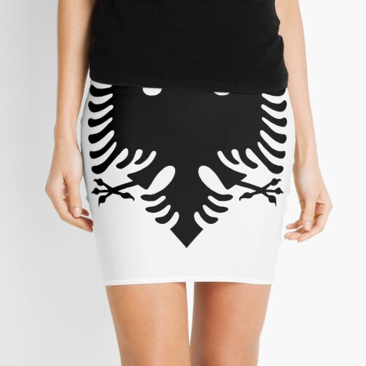 Albania. Albanian Black Eagle, Albanian Flag, Flag of Albania, Tale of the Eagle, Black on White. Mini Skirt