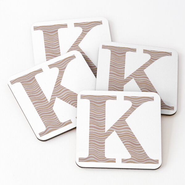 Item preview, Letter K Metallic Look Stripes Silver Gold Copper designed and sold by theartofvikki.