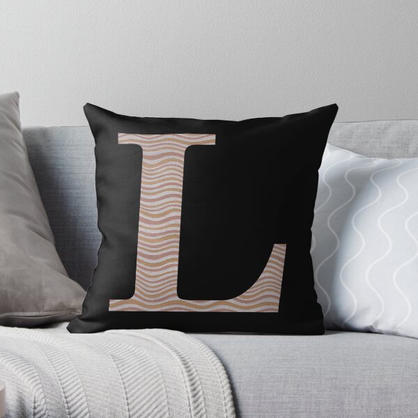 Letter L Metallic Look Stripes Silver Gold Copper Throw Pillow