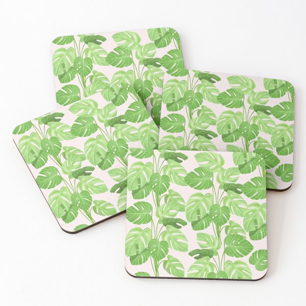 Item preview, Monstera tropical plants pattern pink designed and sold by Katbydesign.
