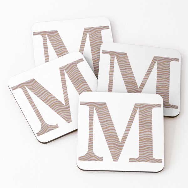 Item preview, Letter M Metallic Look Stripes Silver Gold Copper designed and sold by theartofvikki.
