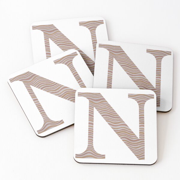 Item preview, Letter N Metallic Look Stripes Silver Gold Copper designed and sold by theartofvikki.