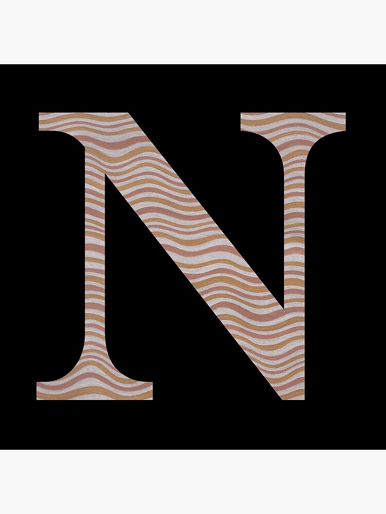 Letter N Metallic Look Stripes Silver Gold Copper by theartofvikki