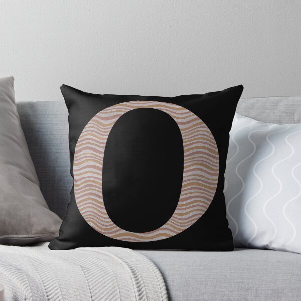 Letter O Metallic Look Stripes Silver Gold Copper Throw Pillow