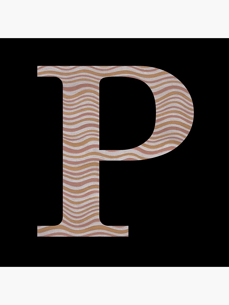 Letter P Metallic Look Stripes Silver Gold Copper by theartofvikki