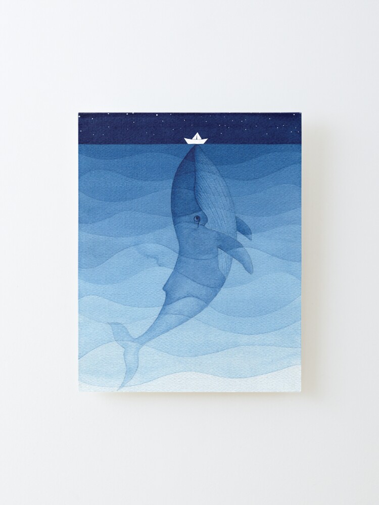 Alternate view of Blue whale, sea animal Mounted Print