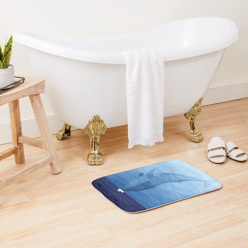 Blue whale, sea animal Bath Mat