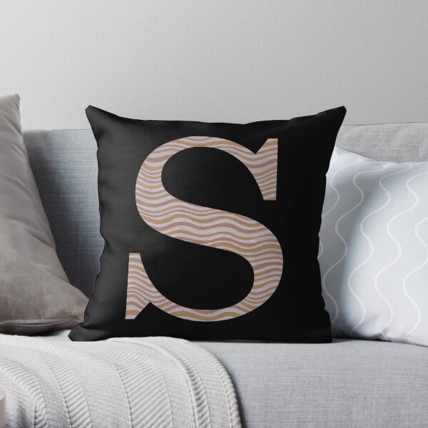 Letter S Metallic Look Stripes Silver Gold Copper Throw Pillow