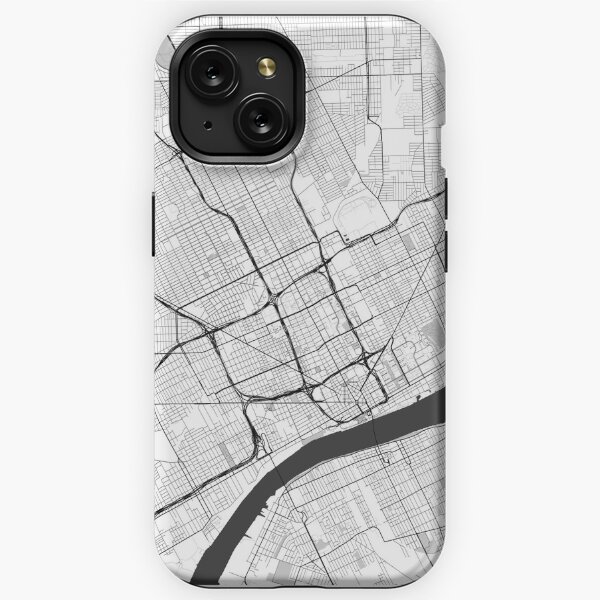Detroit Map Gray iPhone Tough Case
