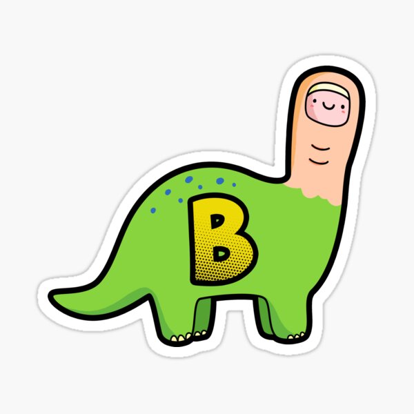 "Alphabet Letter B Cute Bron-toe-saurus Dinosaur " Sticker For Sale By ...