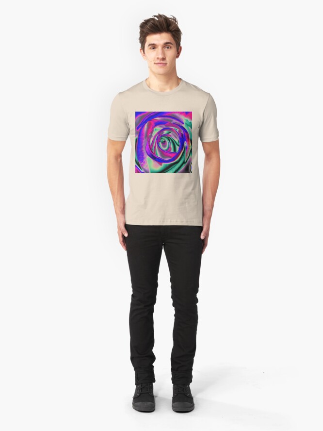 Alternate view of Blue and pink psychadelic Rose T Slim Fit T-Shirt