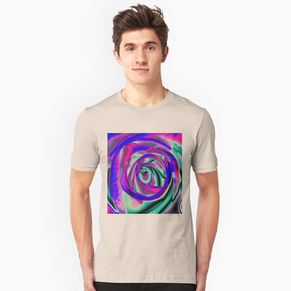 Blue and pink psychadelic Rose T Slim Fit T-Shirt