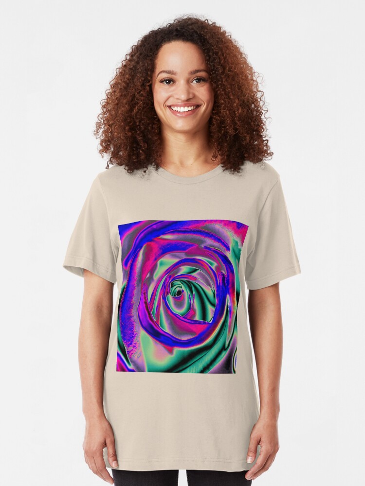 Alternate view of Blue and pink psychadelic Rose T Slim Fit T-Shirt