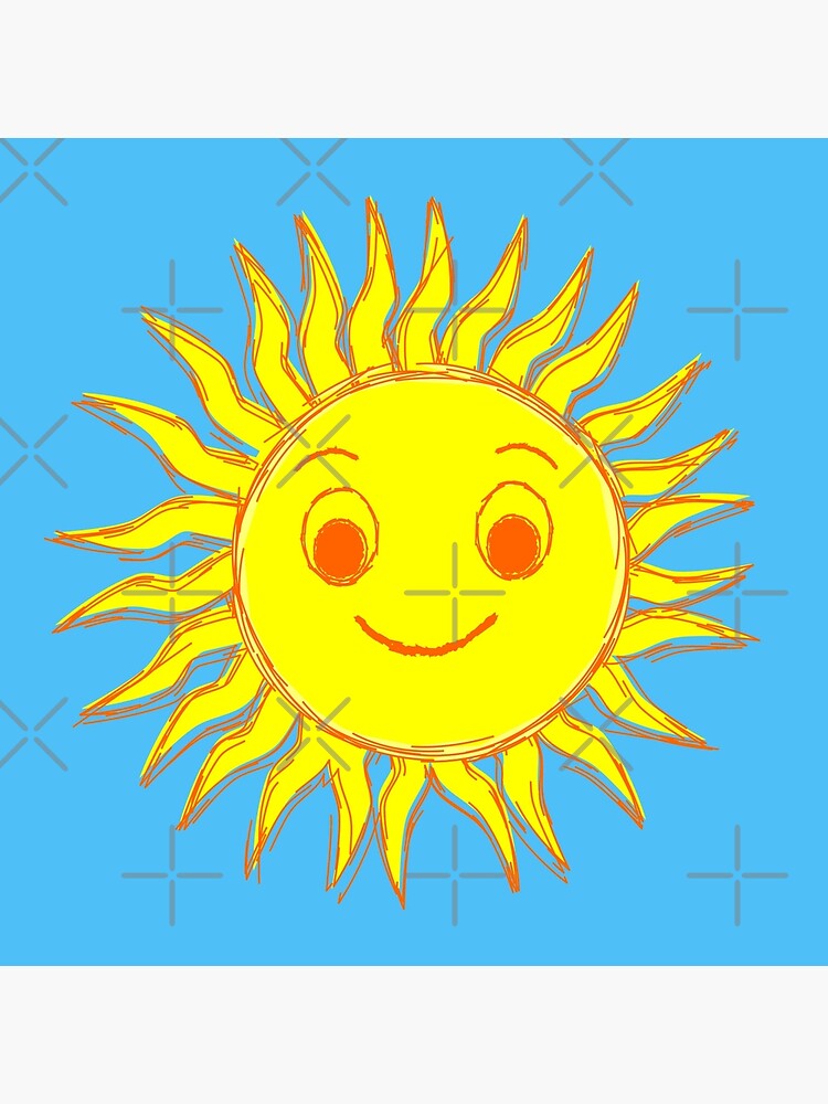 Smiling Sun Face Drawing Art Board Print By Almdrs Redbubble