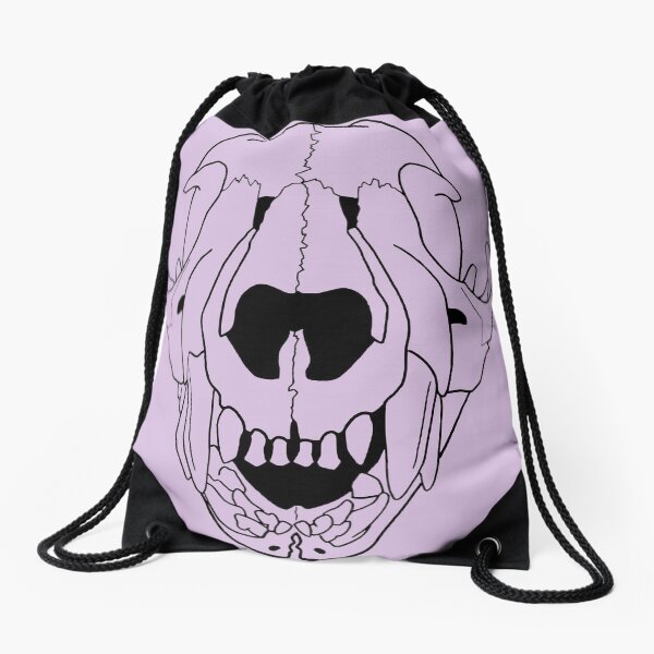 Baby Cougar Skull, baby teeth, transparent line art Drawstring Bag
