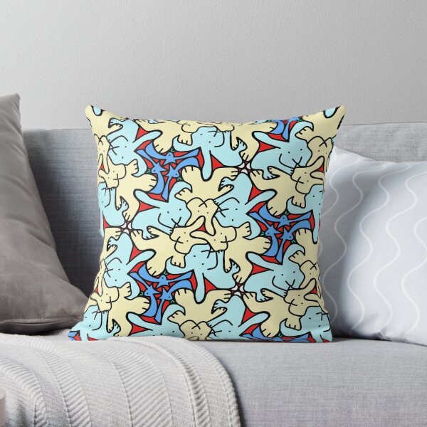 Bunny tessellation funny rabbit pattern Throw Pillow