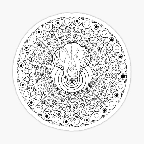Persian Cat Skull Mandala, transparent line art Sticker