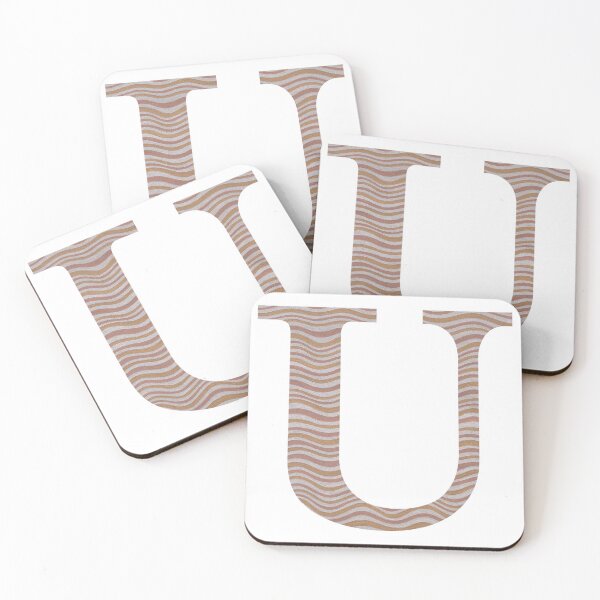 Item preview, Letter U Metallic Look Stripes Silver Gold Copper designed and sold by theartofvikki.