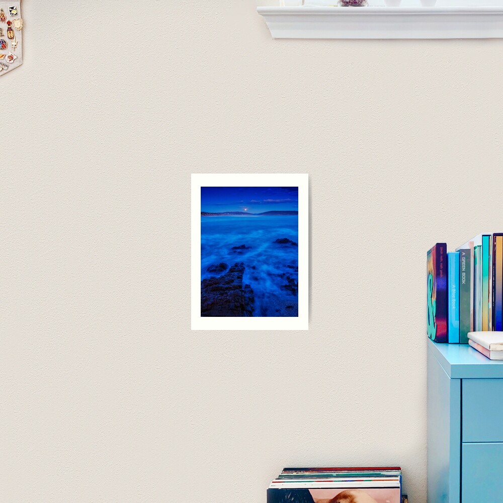 Moonrise over Carlton Beach. Art Print
