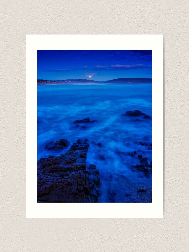 Alternate view of Moonrise over Carlton Beach. Art Print