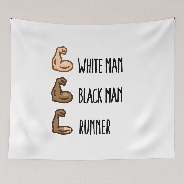 Item preview, White man Black man Runner funny running biceps designed and sold by LaundryFactory.