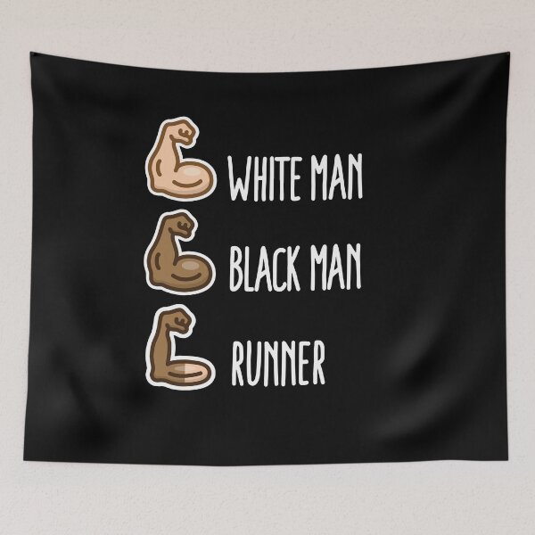 Item preview, White man Black man Runner funny running biceps designed and sold by LaundryFactory.