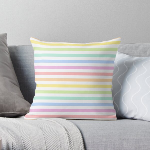 Pastel Rainbow Stripes Throw Pillow