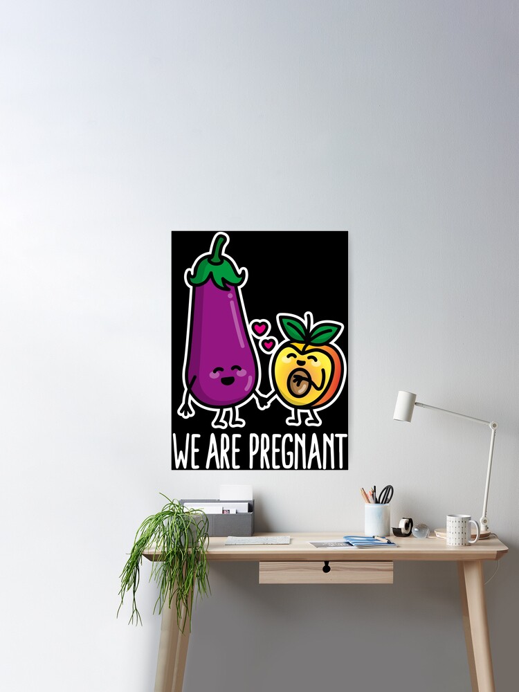 LaundryFactory We Are Pregnant Aubergine Peach Funny Pregnancy (Dark Design) Women's T-Shirt