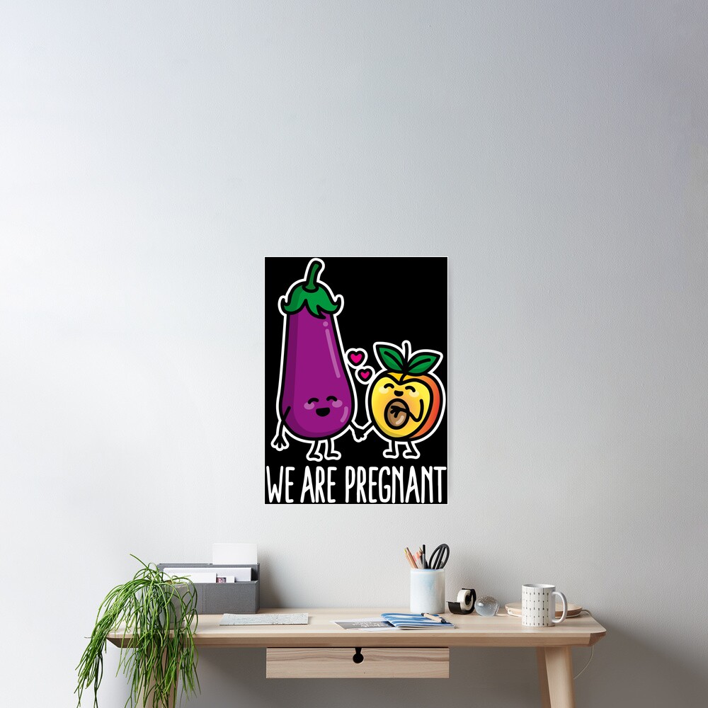 "We are pregnant Aubergine Pfirsich Schwangerschaft" Poster von