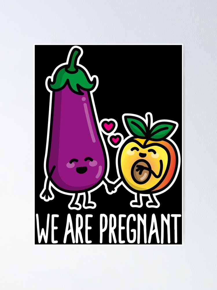 "We are pregnant Aubergine Pfirsich Schwangerschaft" Poster von