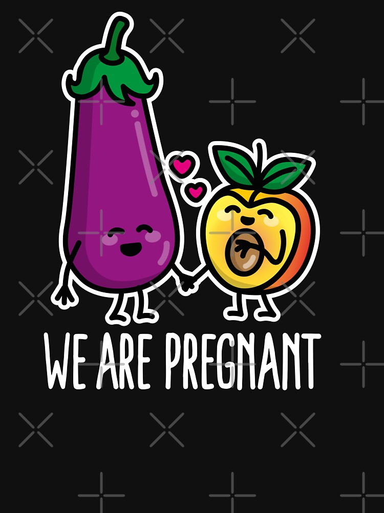 LaundryFactory We Are Pregnant Aubergine Peach Funny Pregnancy (Dark Design) Women's T-Shirt